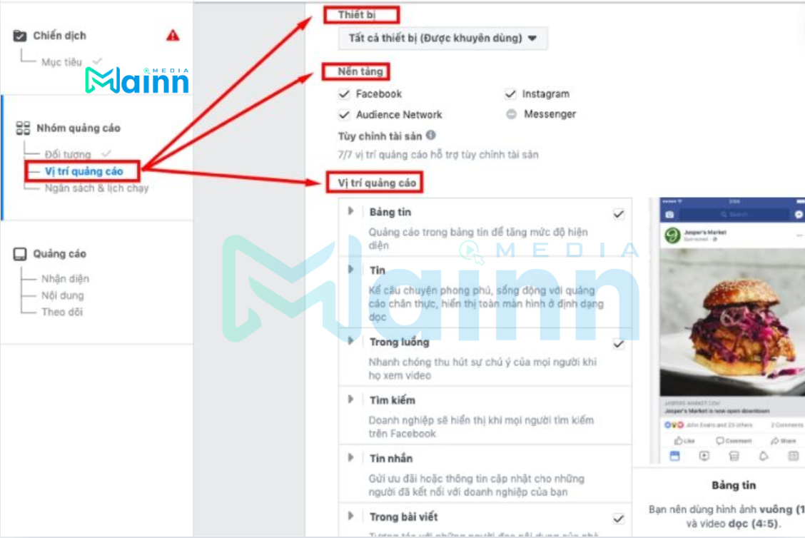 thiết lập quảng cáo Facebook mobile