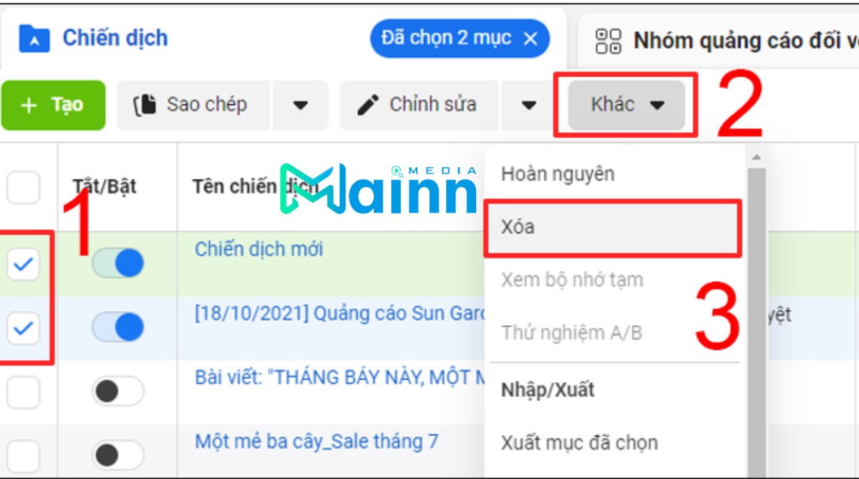 sao chép chiến dịch quảng cáo