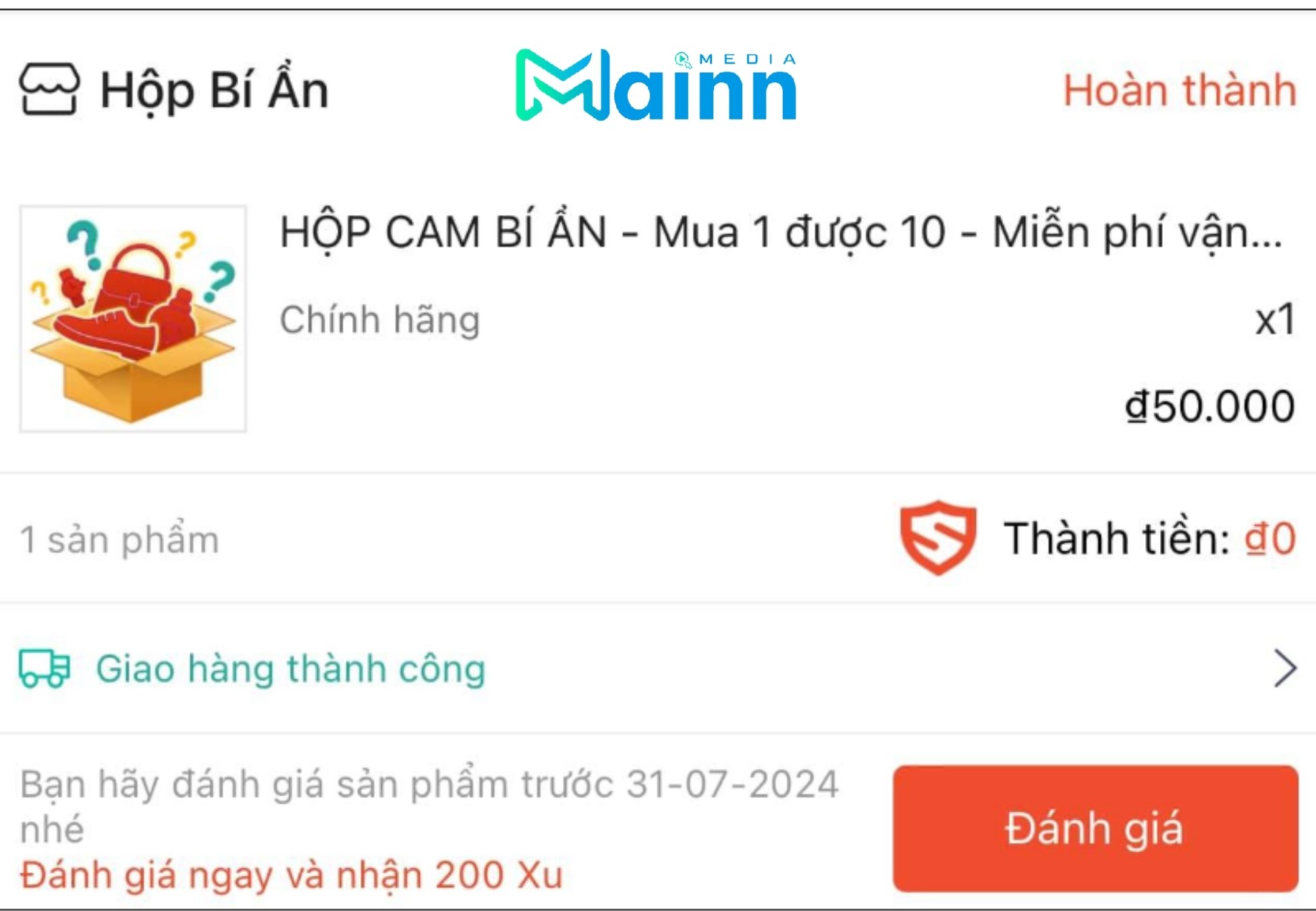 Đánh giá Shopee nhưng không nhận được xu