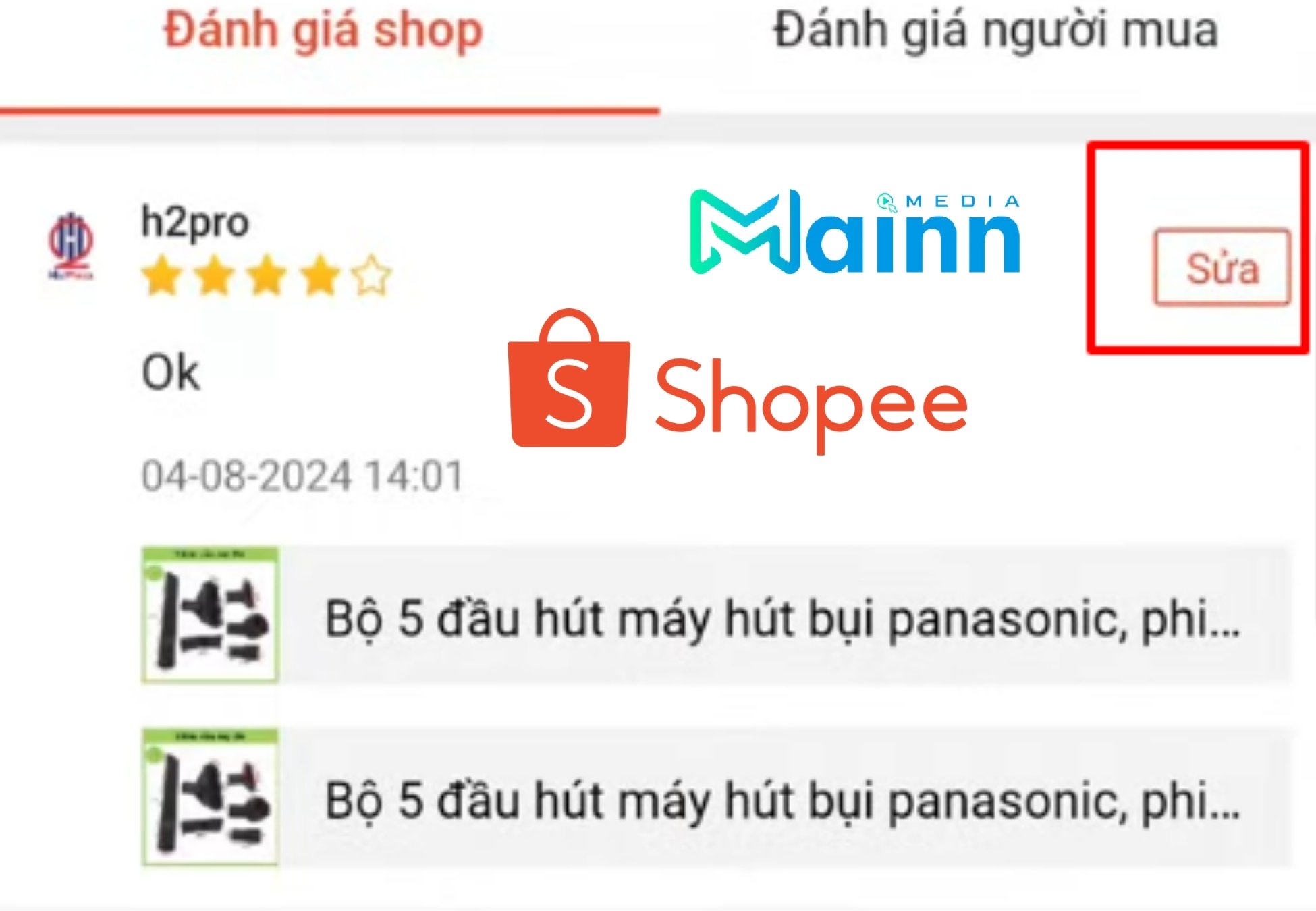 Hủy đánh giá Shopee