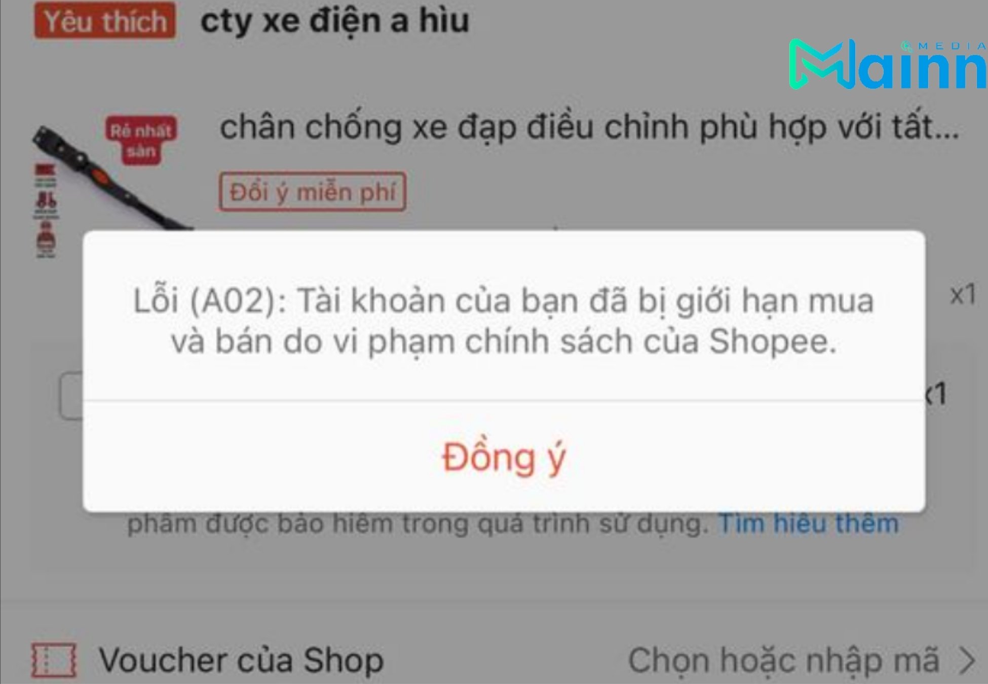 Lỗi A02 Shopee do gian lận khuyến mãi