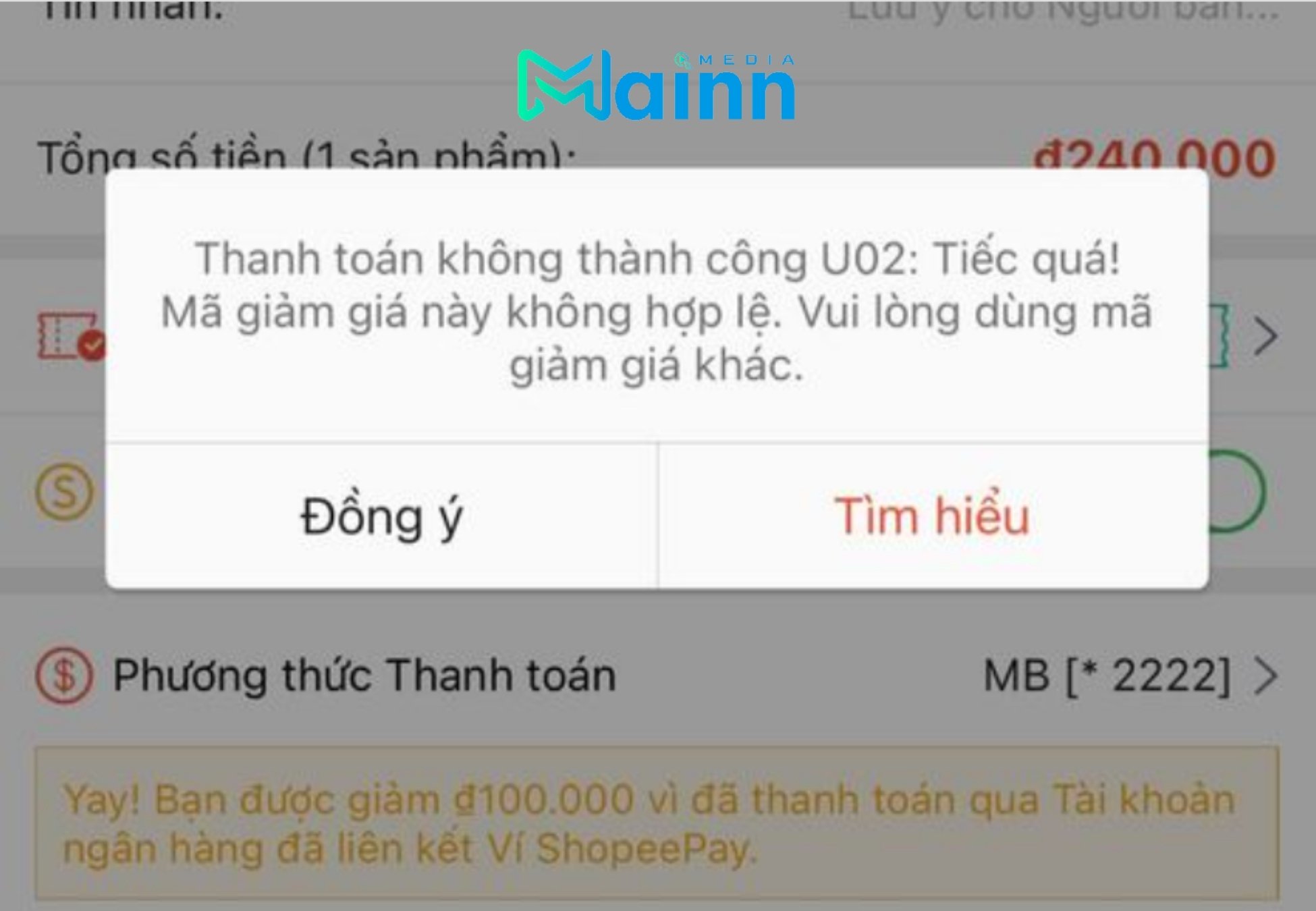 Lỗi U02 Shopee