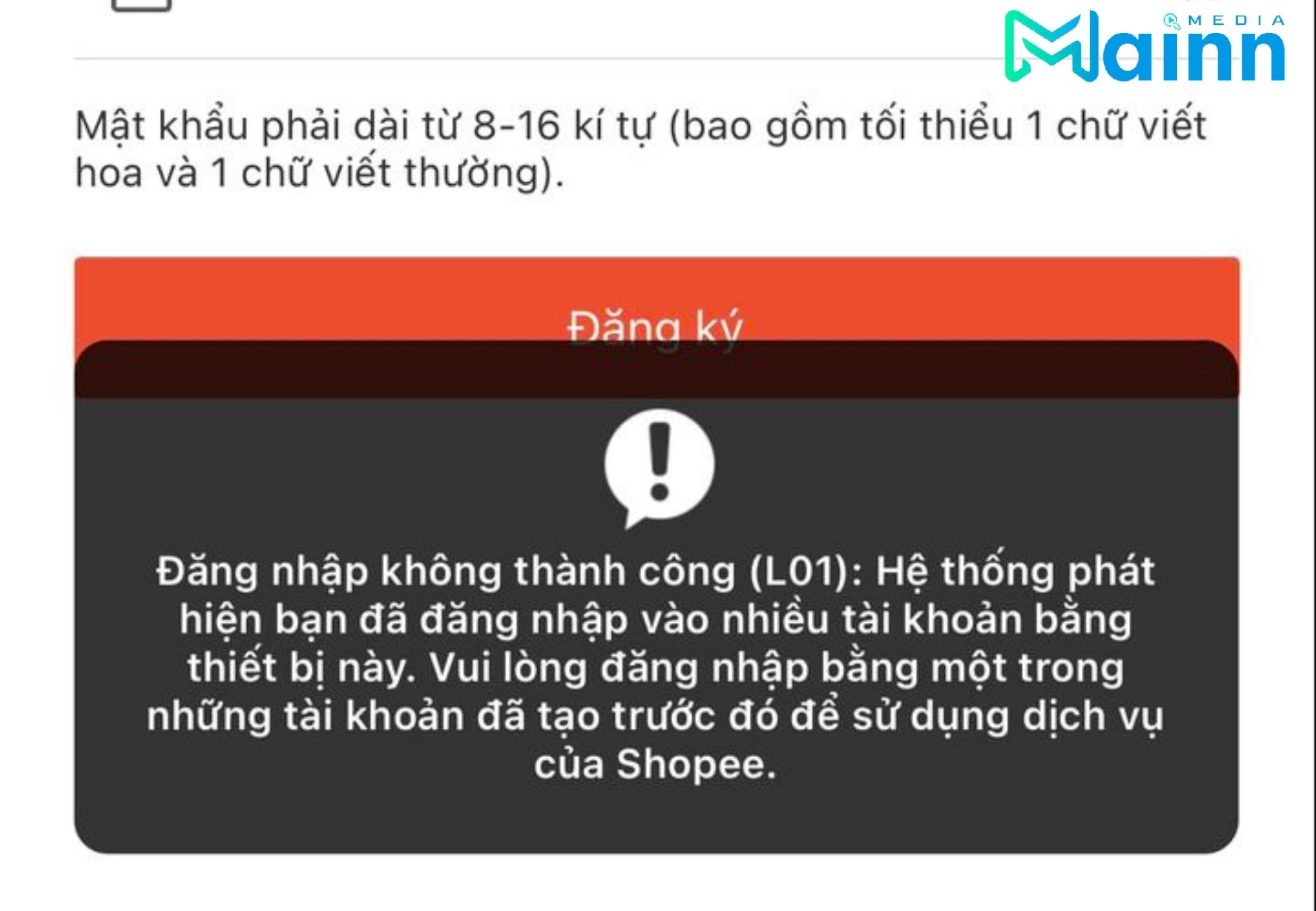 mã lỗi L01 Shopee