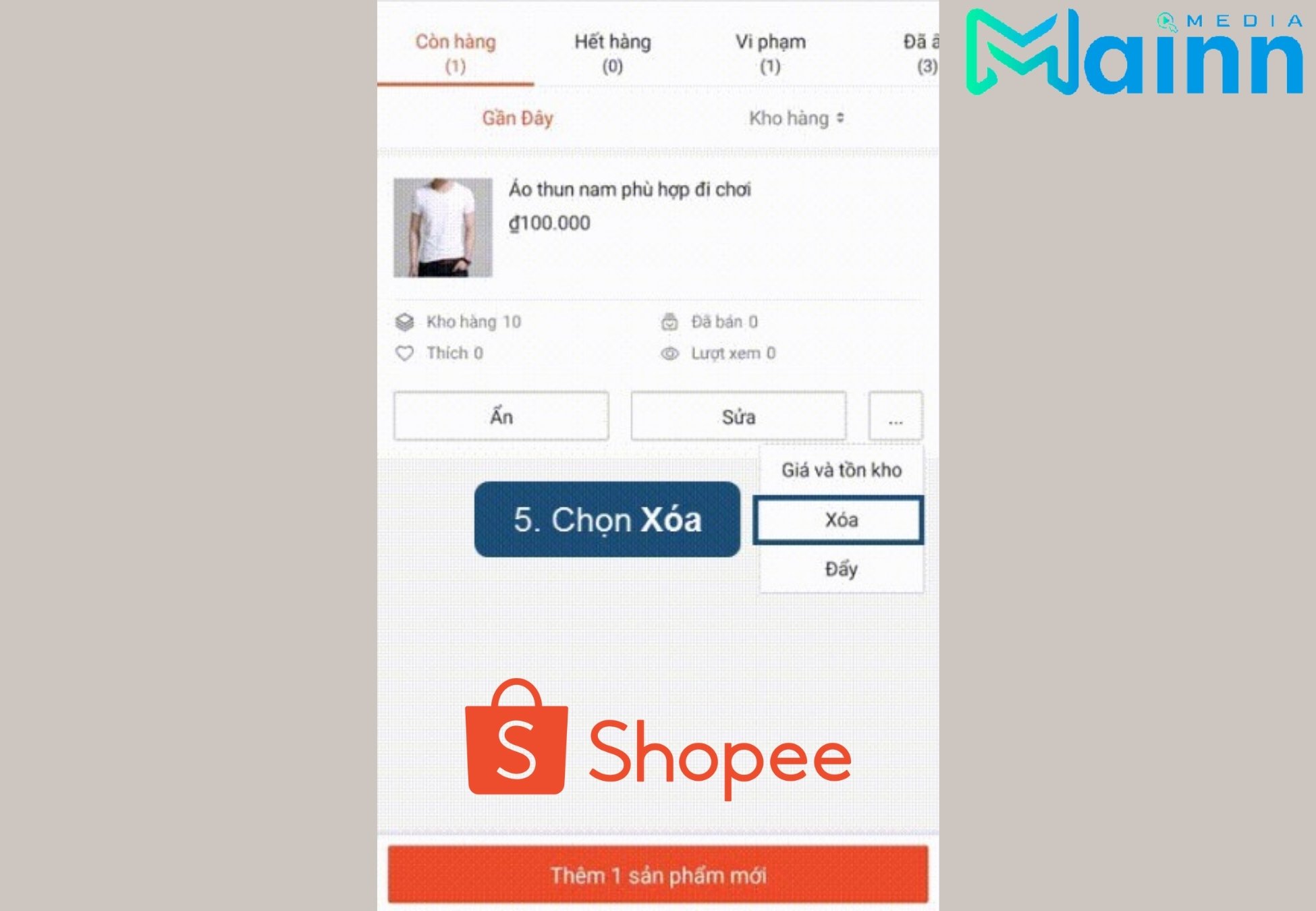 Ngừng bán sản phẩm trên shopee