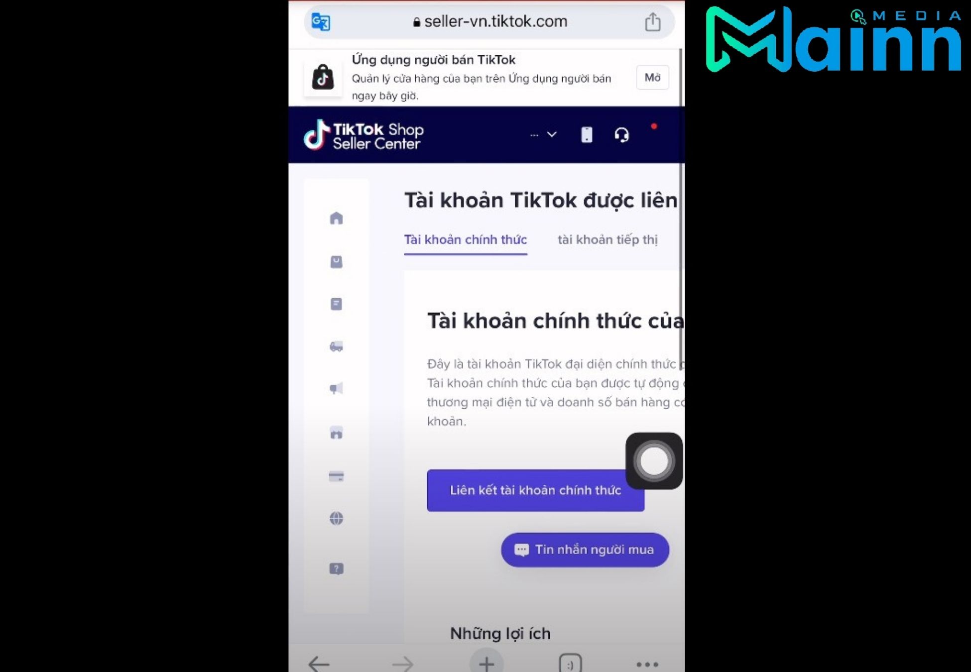 các bước đăng ký Tiktok shop trên điện thoại