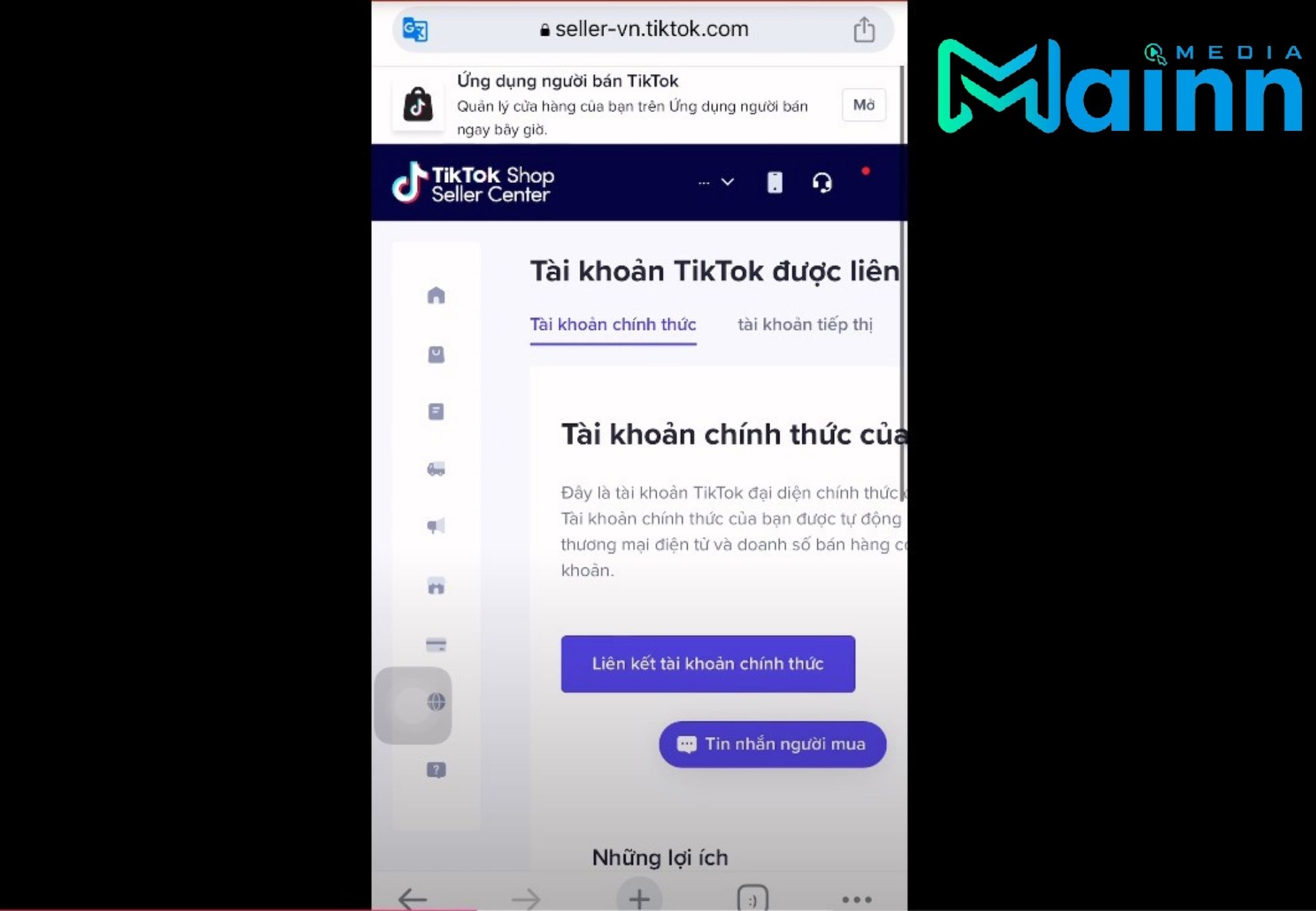 chính sách Tiktok shop về liên kết tài khoản