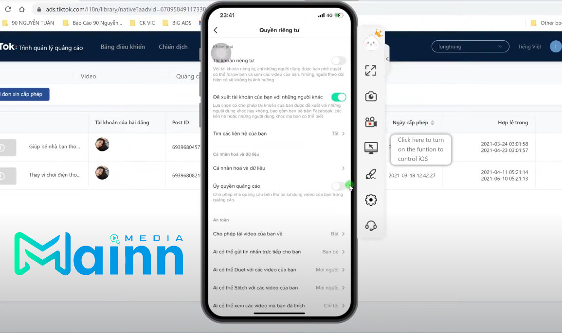 quản lý tài khoản quảng cáo tiktok được ủy quyền