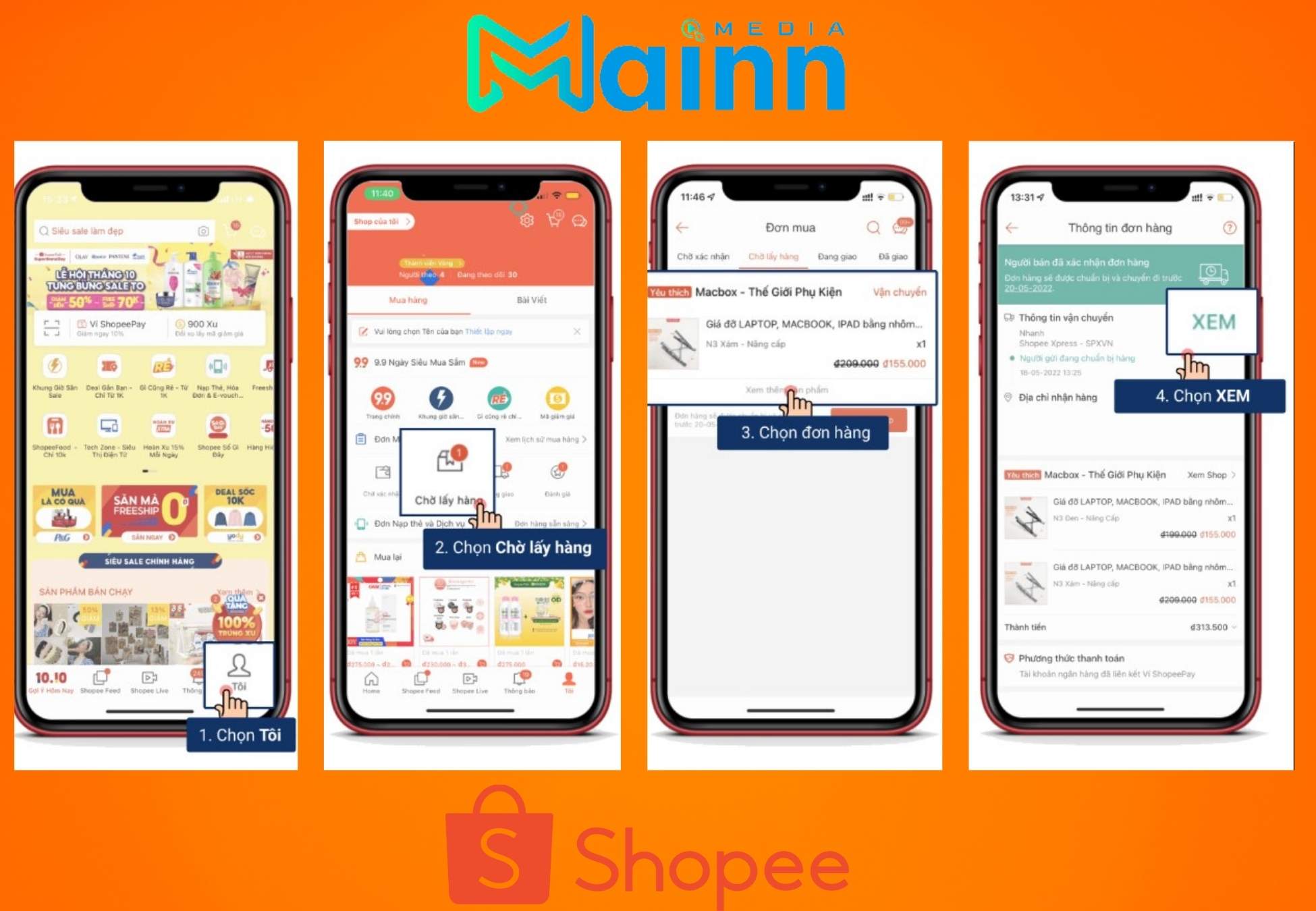 theo dõi hành trình đơn hàng Shopee