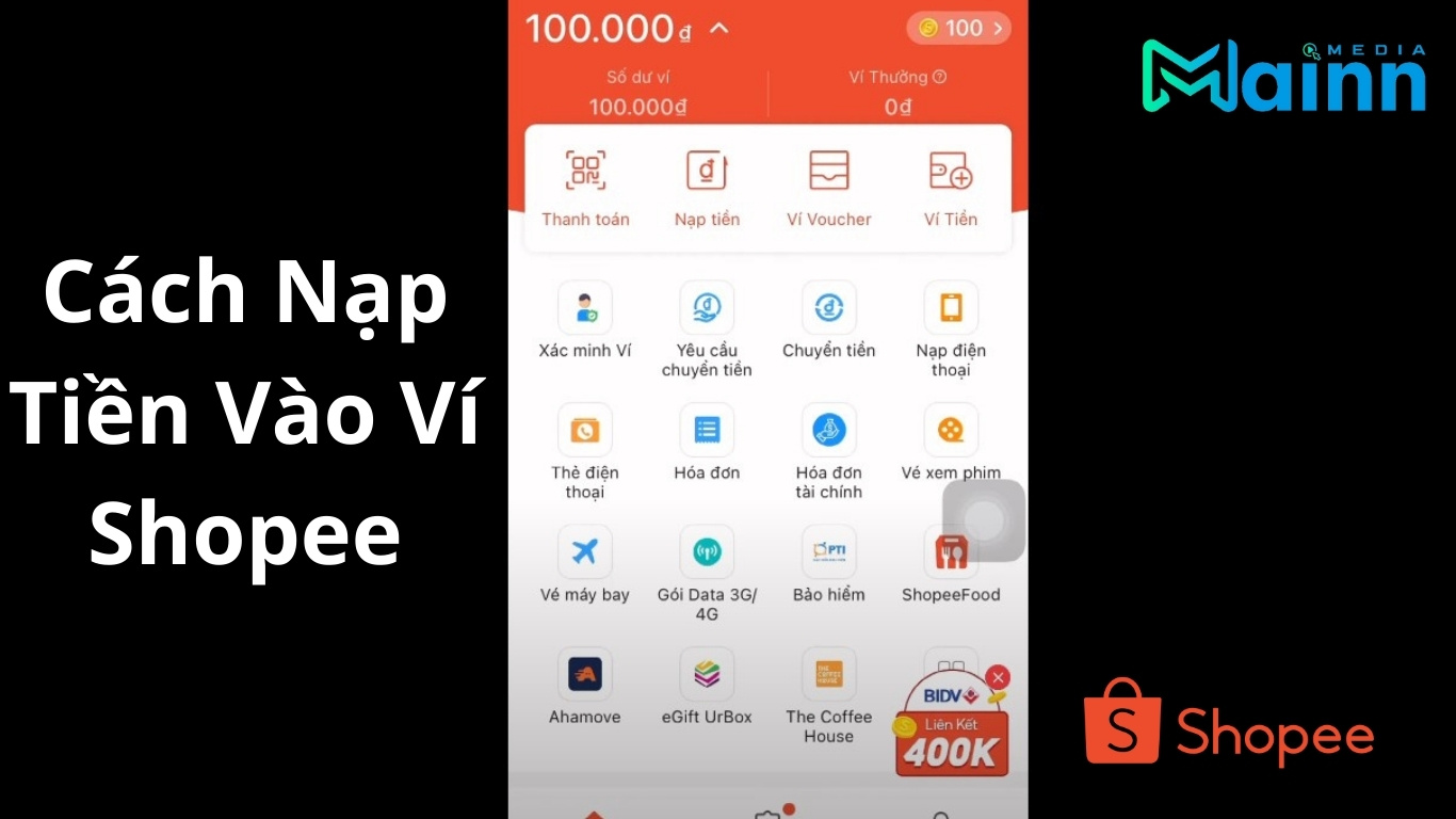 Cách Nạp Tiền Vào Ví Shopee