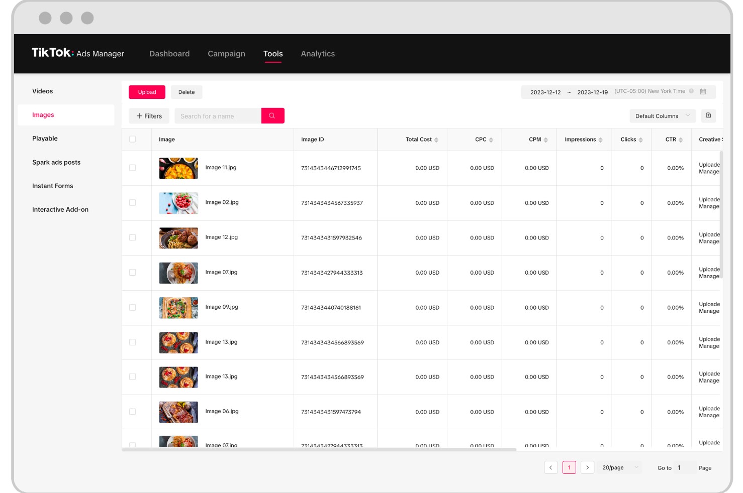 dashboard quảng cáo Tiktok