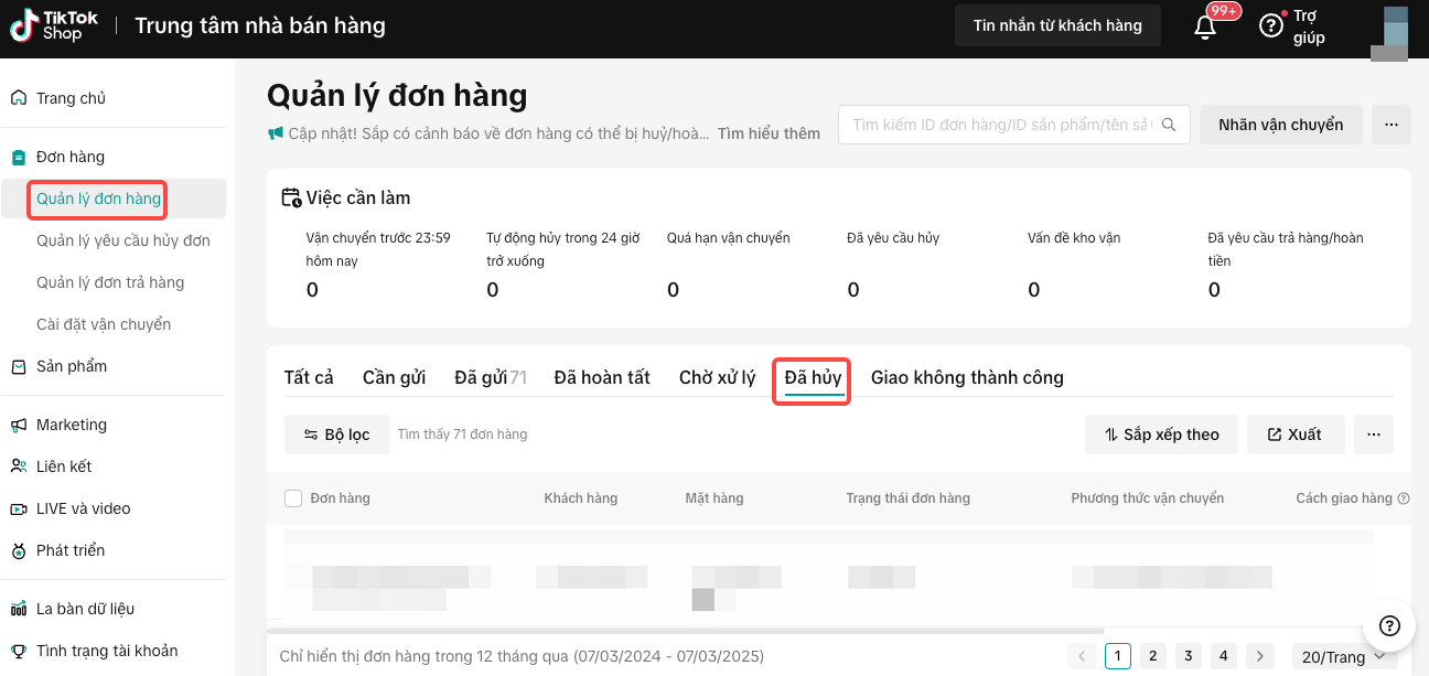 Theo dõi đơn hàng bị hủy