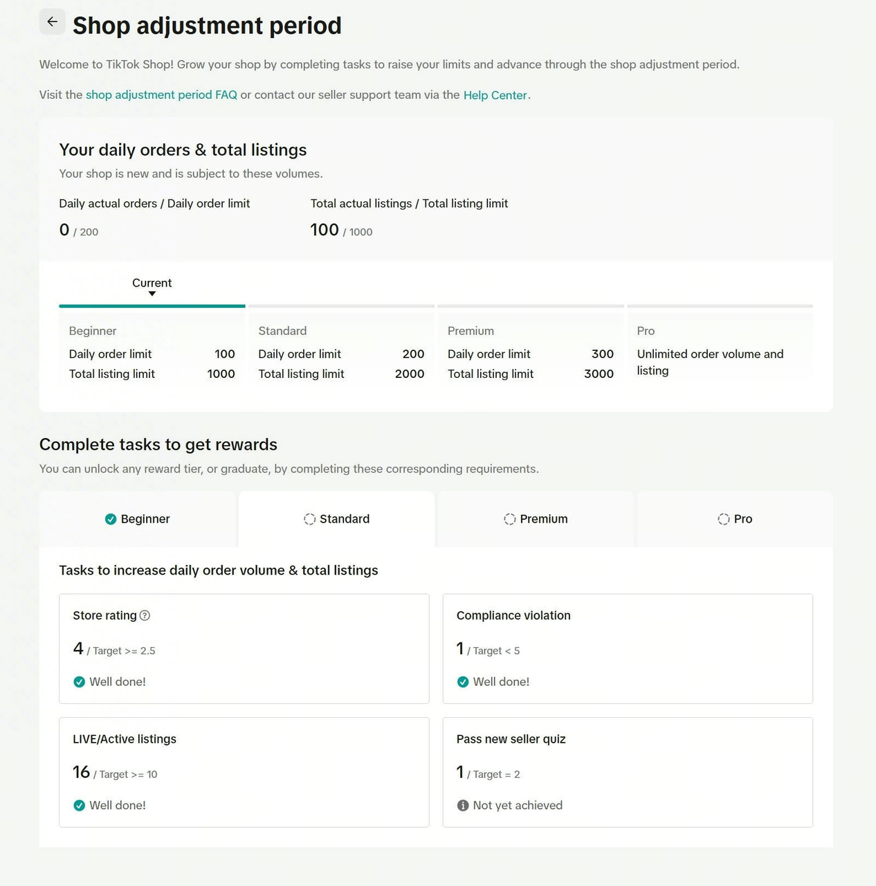 Cách theo dõi trạng thái và giới hạn cửa hàng