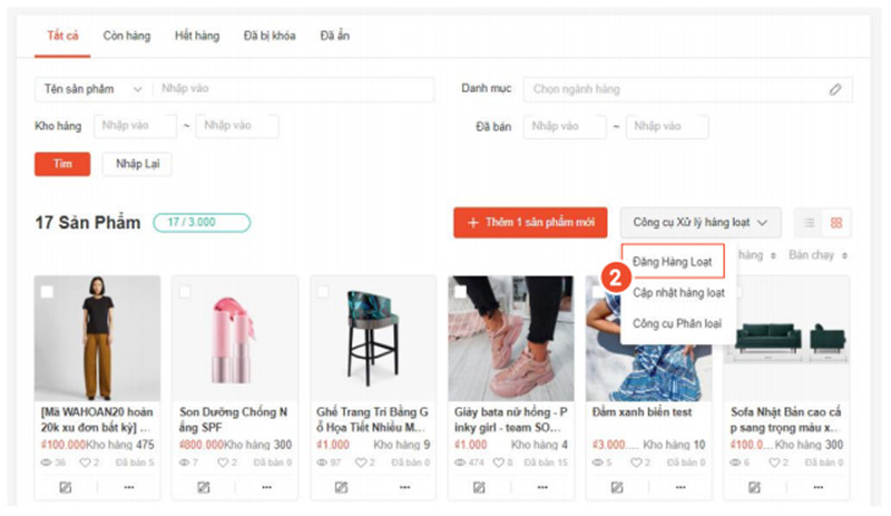 cách đăng sản phẩm hàng loạt trên Shopee