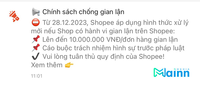 chính sách bán hàng trên shopee