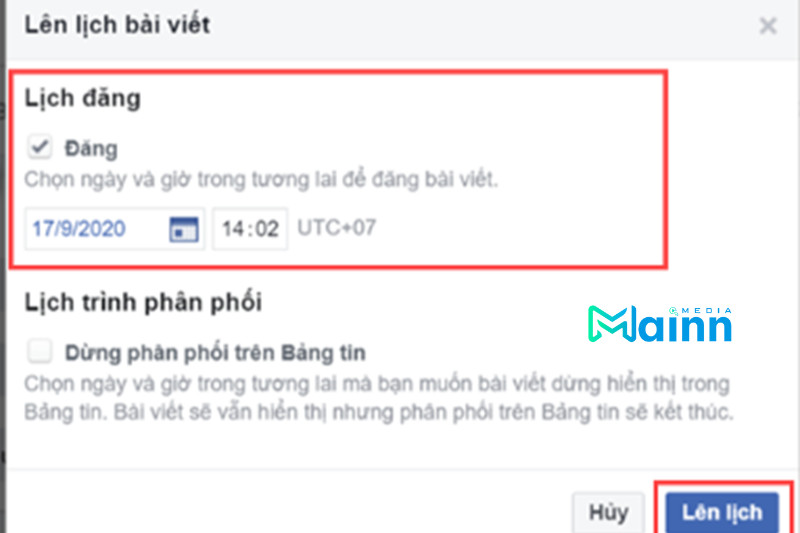 hẹn giờ đăng bài facebook