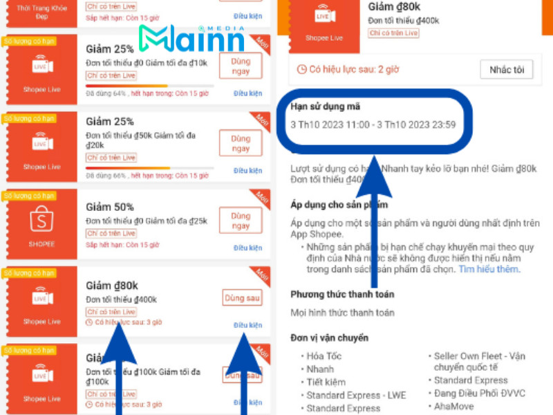 mã giảm giá shopee live