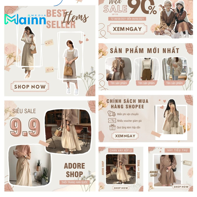 trang trí gian hàng shopee