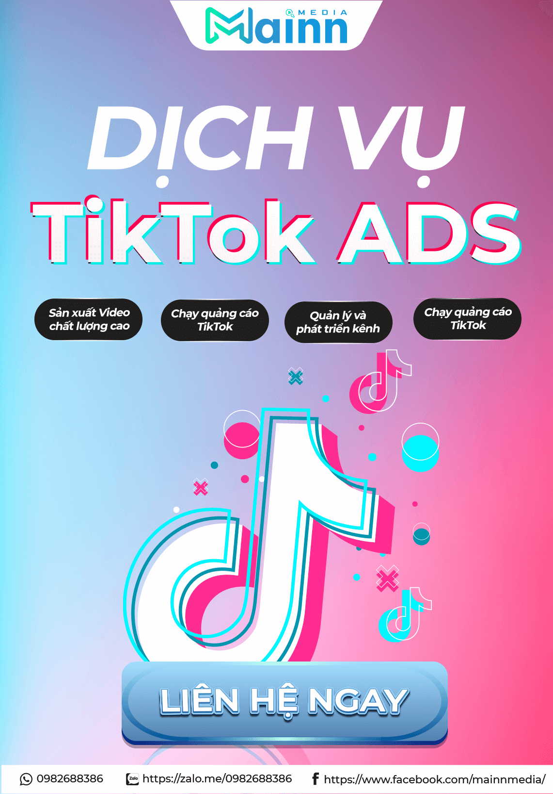 Banner mobile dich vu quang cao Tiktok Mainn Media