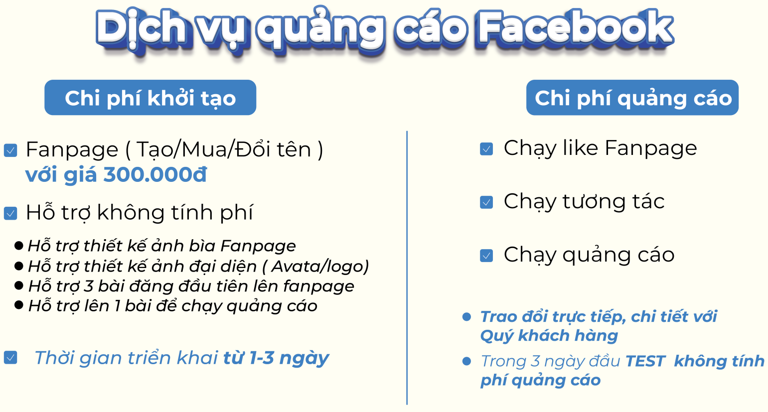 Bảng giá dịch vụ quảng cáo Facebook chi tiết mới nhất