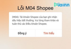 Không thể đặt hàng Shopee lỗi M04