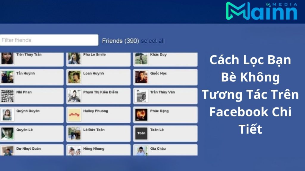 lọc bạn bè Facebook không tương tác